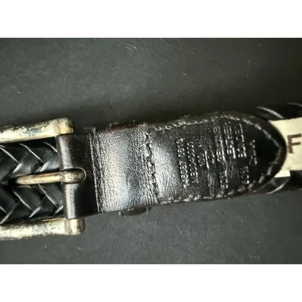 Mens Fossil Size 40 Leather Braided Woven Black Dress Belt Office Career City